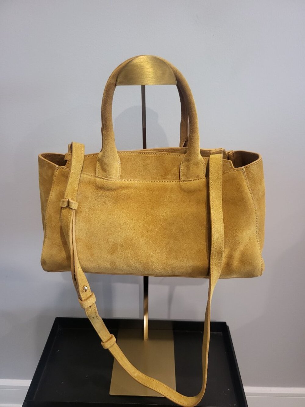 Zara mini split suede city bag in yellow